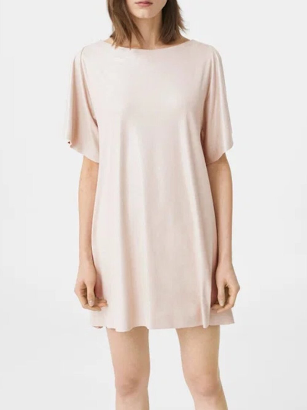 Mango Faux Suede Sparkle Shimmer Champagne Stretch Mini Dress